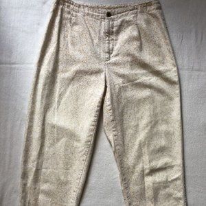 Liz Claiborne Lizwear Jean Beige Print Cotton Capris Pants Womens 10